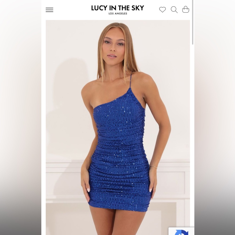 Lucy in the Sky dress, blue with sequins, brand new never worn, xxs